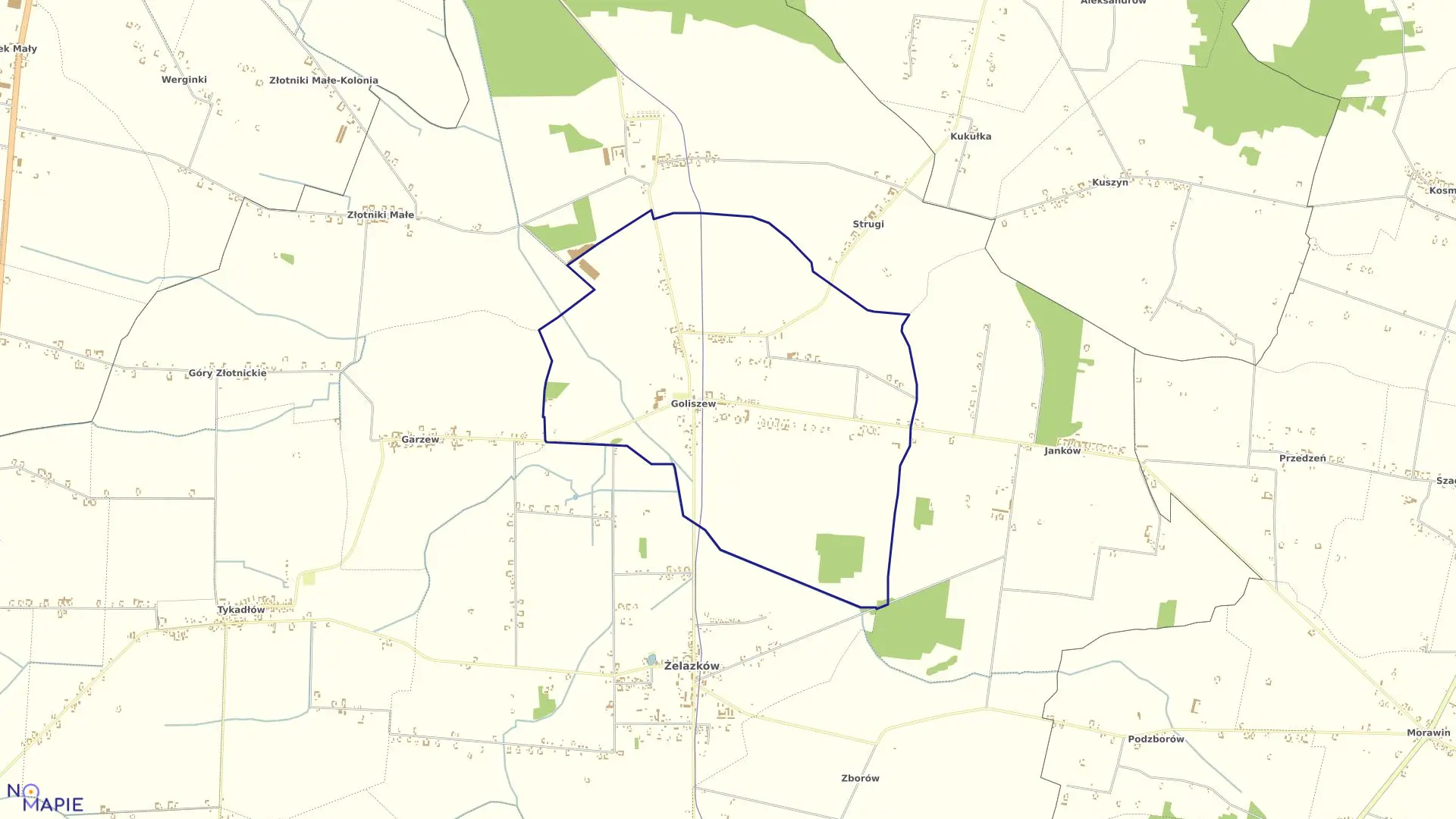 Mapa obrębu GOLISZEW w gminie Żelazków