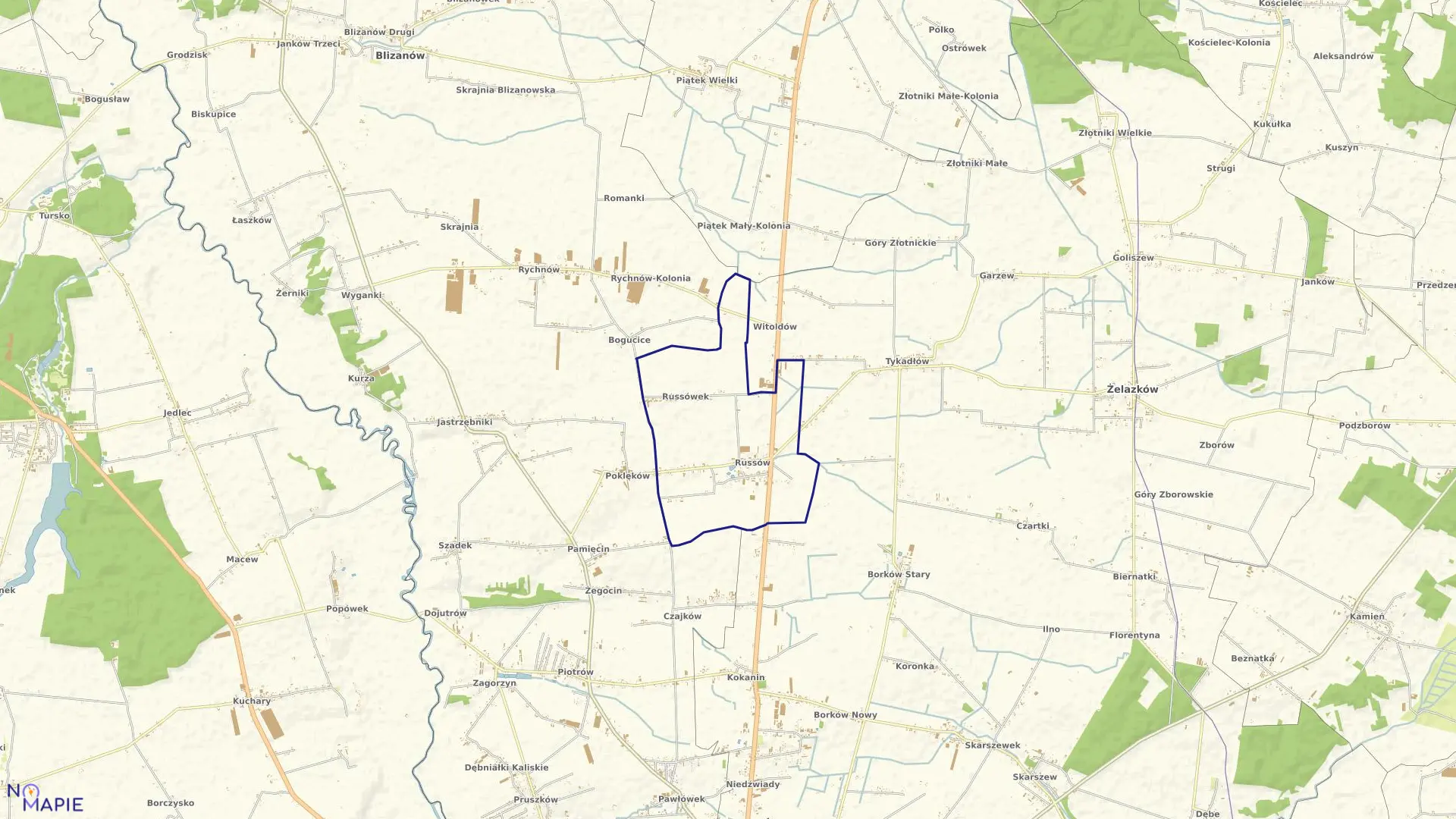 Mapa obrębu RUSSÓW w gminie Żelazków